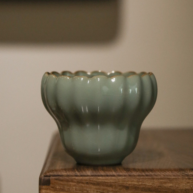 谢小金官窑佛手杯茶杯陶瓷功夫茶具杯子品茗杯个人单杯主人杯大号