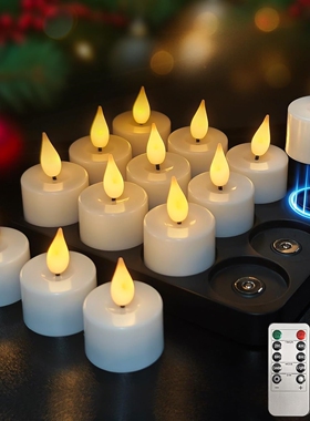 新款无线磁吸充电小茶蜡led电子蜡烛灯欧美遥控圣诞节日氛围茶灯