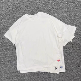 日系HUMAN MADE爱心印花休闲凉感纯棉短袖T恤男女潮牌情侣装半袖
