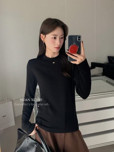 元熙7210秋冬新款立领加绒长袖T恤女修身显瘦弹力内搭打底衫上衣