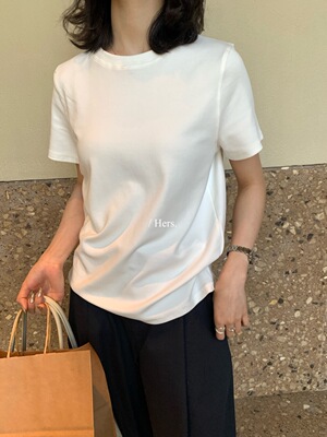 hers80202春夏新款简约百搭纯色宽松显瘦圆领短袖T恤女打底衫上衣