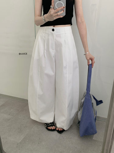 JUICE260105韩版高腰显瘦垂感直筒休闲裤女宽松慵懒阔腿长裤子夏