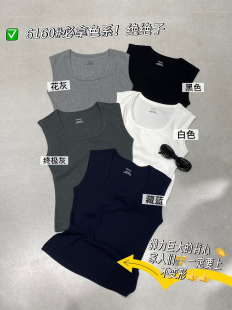 新款 元 背心女秋季 简约U领无袖 弹力显瘦百搭打底上衣潮 熙6160韩版