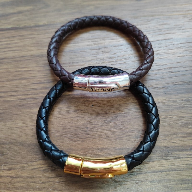 SPANISH UNODE50 NEW EUROPEAN AND AMERICAN MENS LEATHER BRAIDED COUPLE BRACELET BLACK HIGH-QUALITY BOY GIFTS