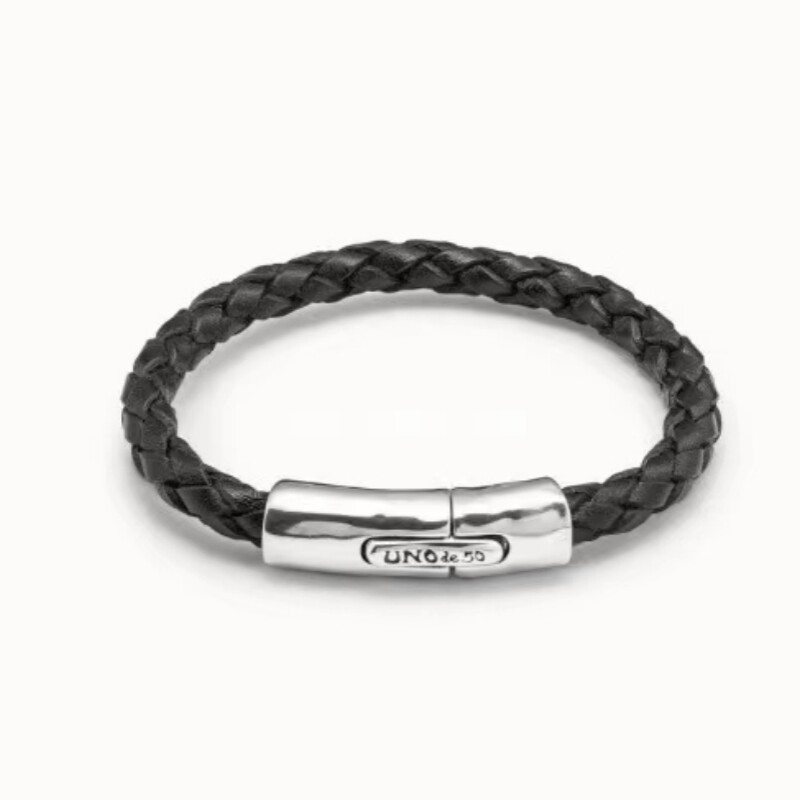 SPANISH UNODE50 NEW EUROPEAN AND AMERICAN MENS LEATHER BRAIDED COUPLE BRACELET BLACK HIGH-QUALITY BOY GIFTS