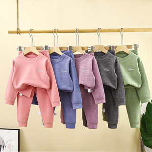 儿童山羊绒桑蚕丝内衣套装男女童无骨保暖秋衣秋裤打底家居服童装