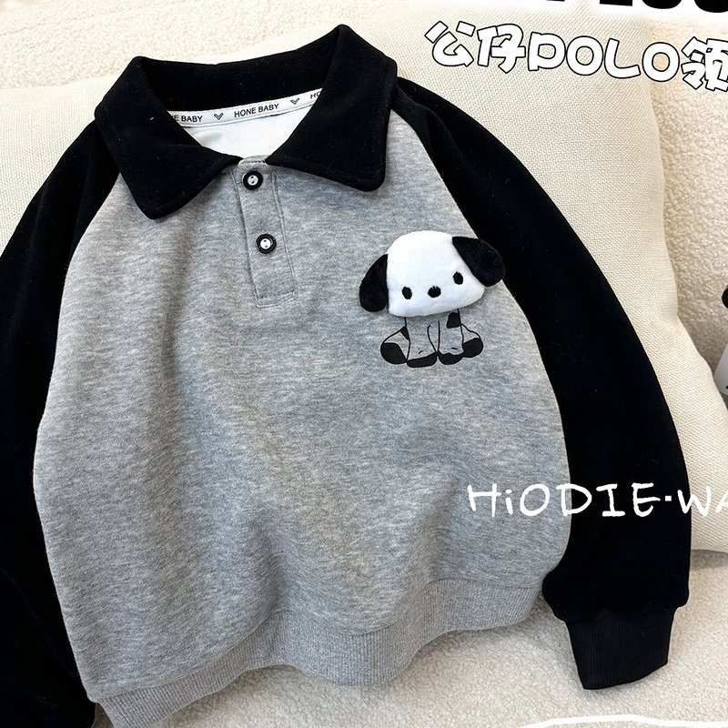 儿童春秋季长袖卫衣POLO衫棉质插肩拼色公仔小狗韩版秋装外穿上衣,童装/婴儿装/亲子装,儿童POLO衫,淘宝优惠券,粉丝福利购,淘宝优惠卷