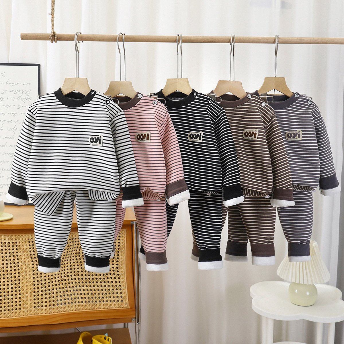 儿童加绒套装中大童半高领保暖冬季条纹百搭内衣男女童加厚打底衫,童装/婴儿装/亲子装,家居服套装,淘宝优惠券,粉丝福利购,淘宝优惠卷