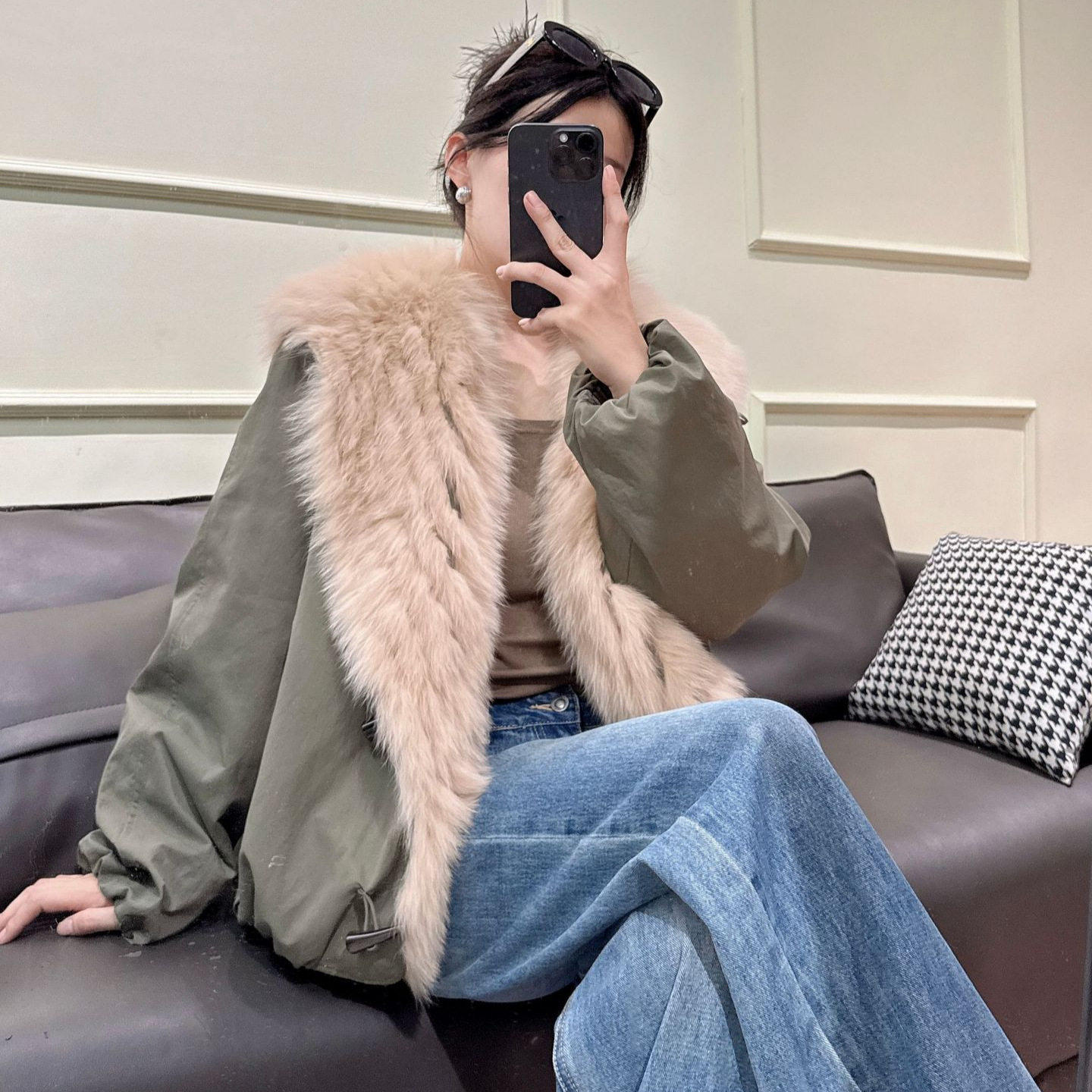 冰川派克服连帽夹克外套女士短款