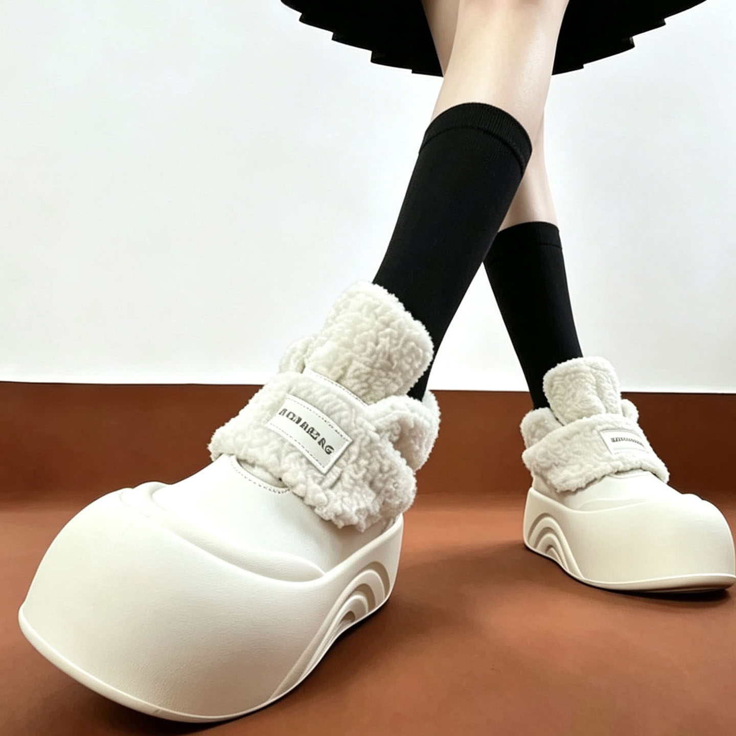 冬季加绒兔耳高帮保暖面包鞋女