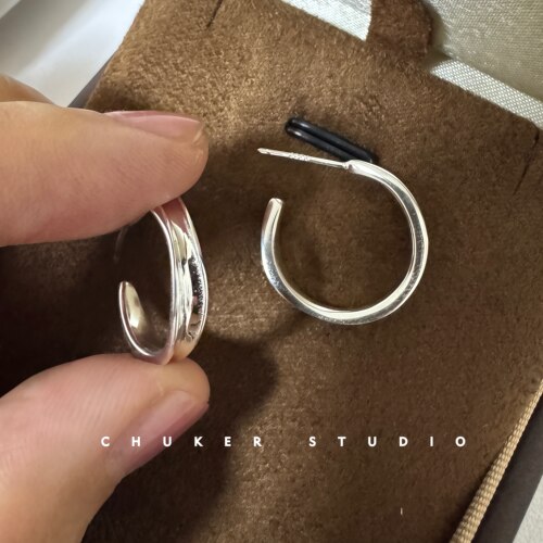 S925纯银C形轻奢耳钉耳环女