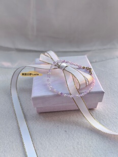 【天然石系列】天然石珍珠叠戴手链温柔淡紫色双层手链饰品礼物