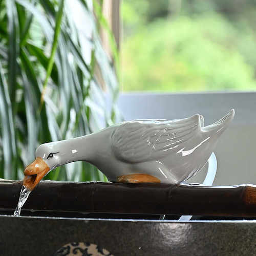 古法养鱼陶瓷罐流水摆件生态缸