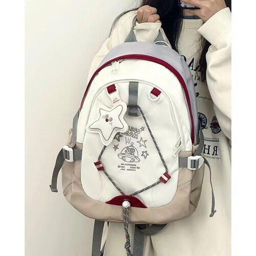 学院风女好看的撞色书包双肩包女