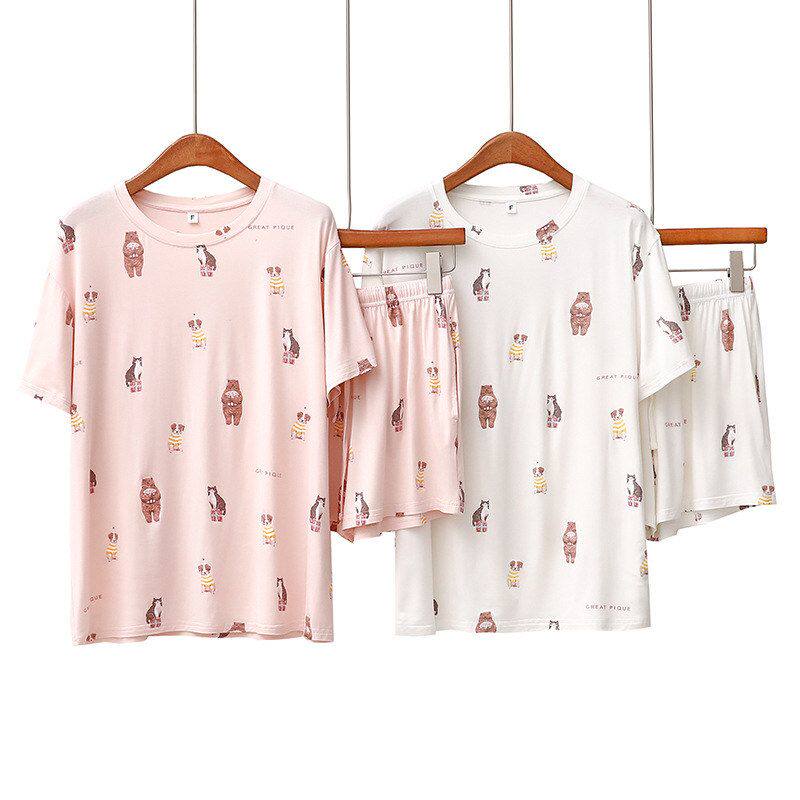 睡衣女夏季家居服套装冰丝凉感莫睡衣/家居服套装
