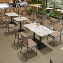 甜品店餐厅岩板餐桌椅组合现代简约商用餐饮奶茶店咖啡厅藤编桌椅