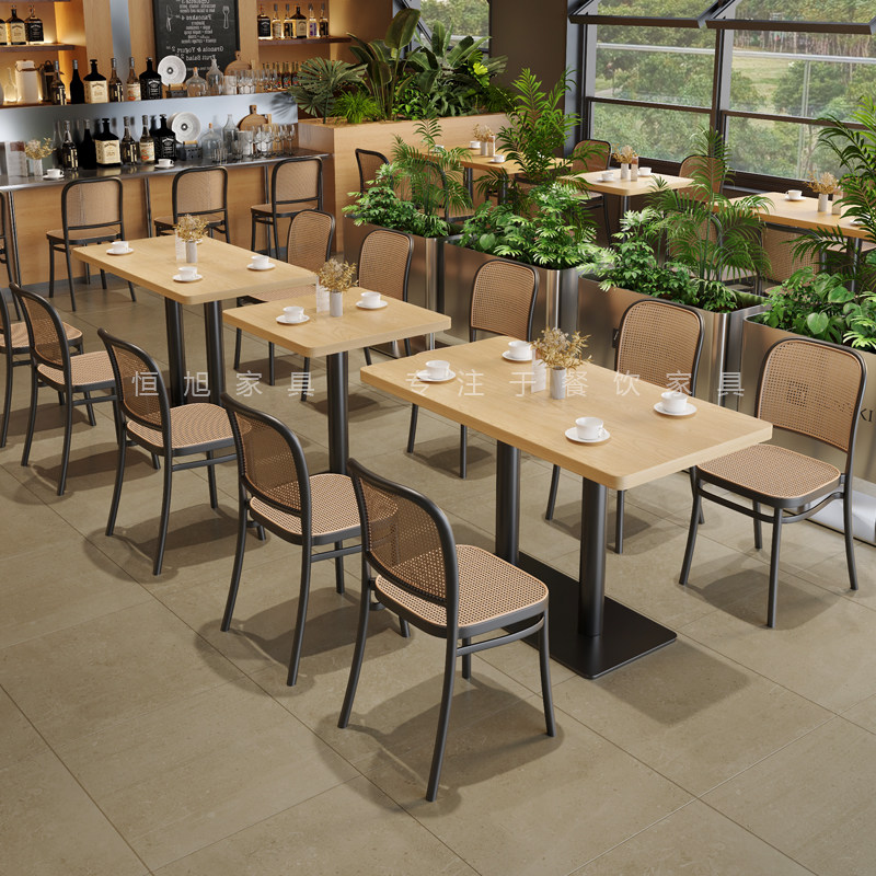 咖啡厅餐厅实木餐桌椅组合可定制商用餐饮快餐奶茶甜品店藤编桌椅,商业/办公家具,商用餐椅,淘宝优惠券,粉丝福利购,淘宝优惠卷