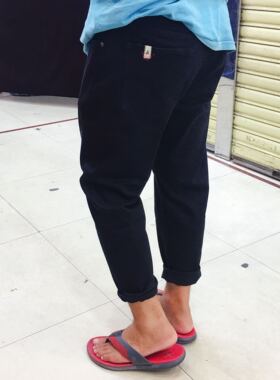 EF2038新款黑色牛仔九分男裤外贸小脚爸爸款休闲做旧日系潮流时尚