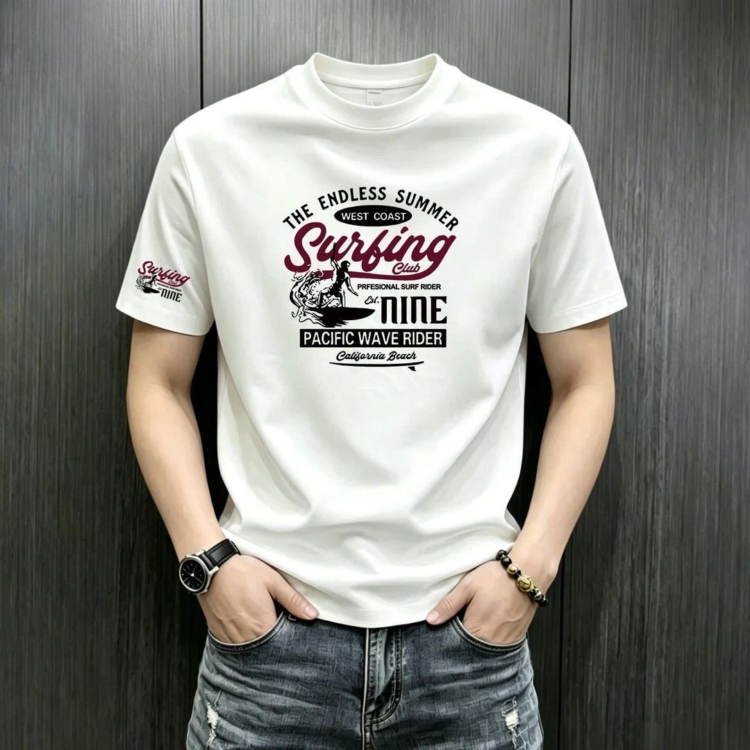 美式潮牌短袖圆领宽松大码男夏季纯棉休闲半袖潮流百搭透气体恤衫