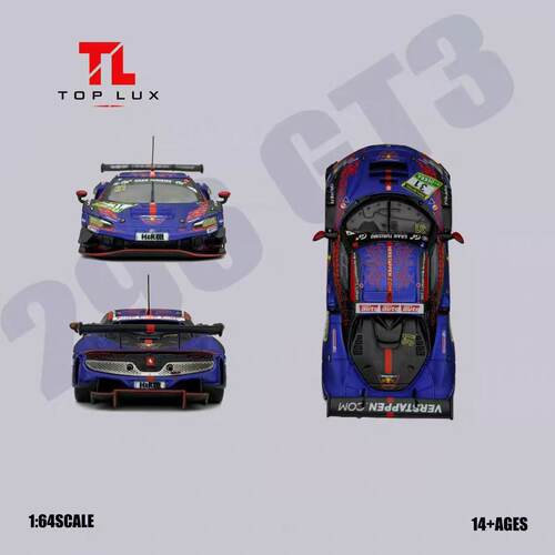 预售 TOPLUX 1:64 法拉利296 GT3 红牛维斯塔潘涂装 合金汽车模型