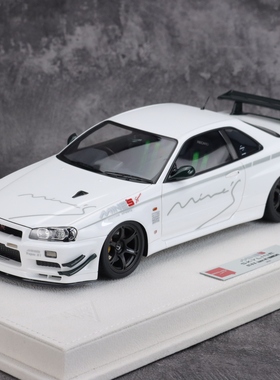 Make up 1:18 日产 GTR R34 Mine's RAYS Wheel 2021 树脂车模