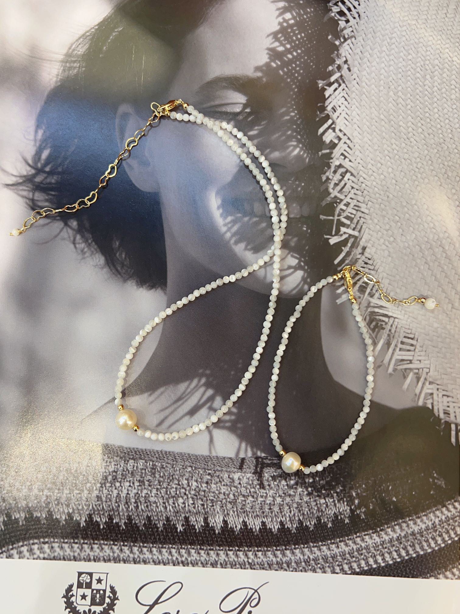 手工福利爆款白蝶贝套装白蝶贝手链淡水珍珠马蹄螺项链