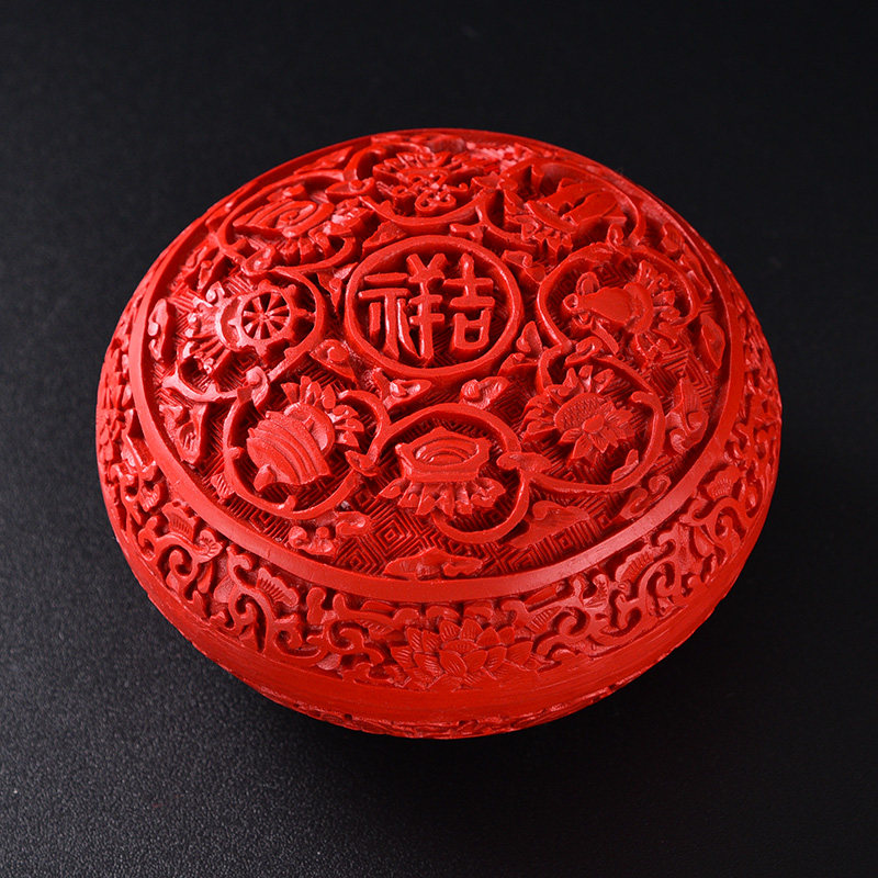 扬州漆器朱砂女搭配糖果印尼首饰盒子特色雕漆民间工艺送朋友礼物