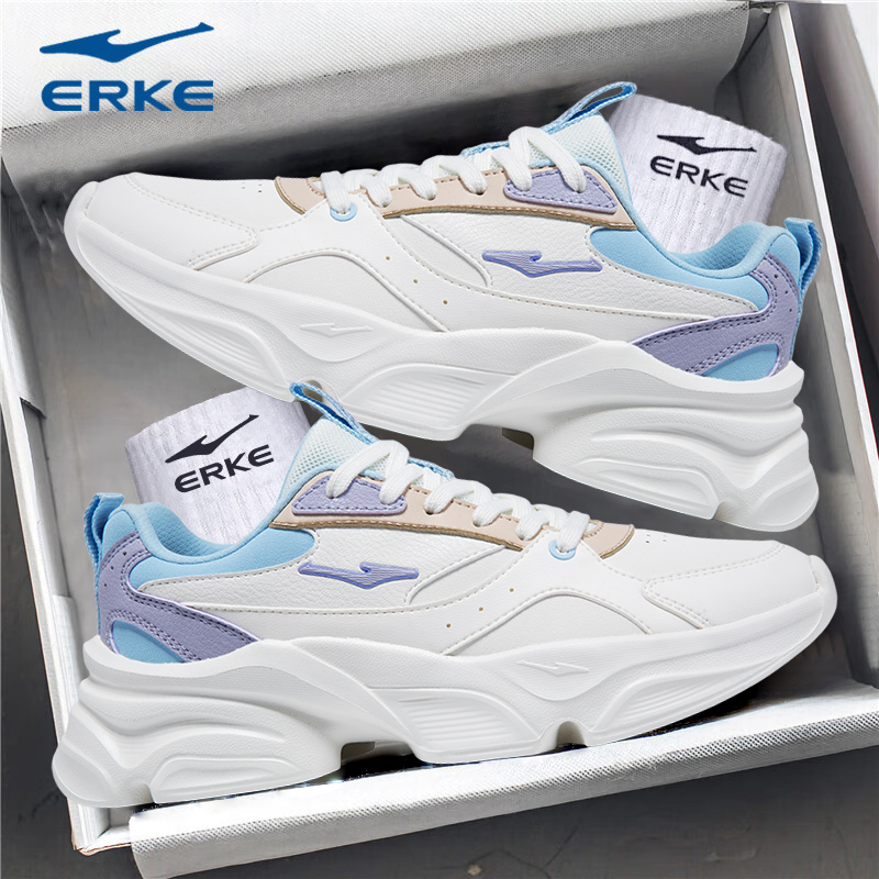 鸿星尔克女鞋官网新款皮面运动鞋