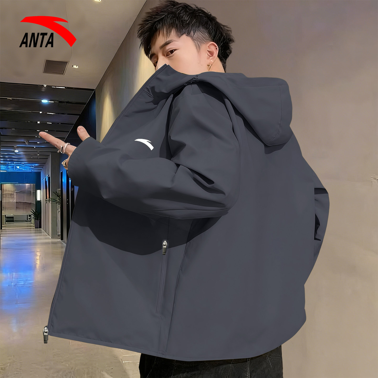 安踏官网新款防风防水冲锋衣外套