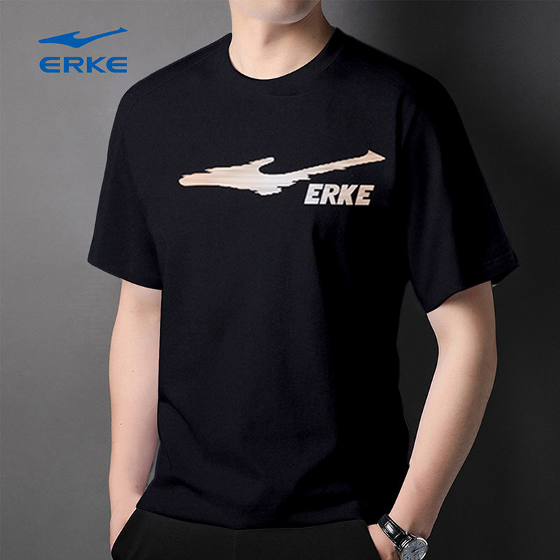 鸿星尔克短袖T恤男棉质2025新款夏季男士冰丝红星官方旗舰店男装