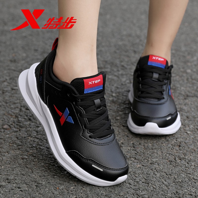 特步官网新款皮面跑鞋官方旗舰店