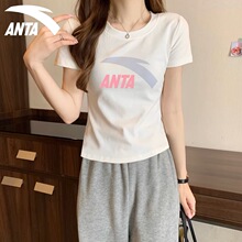 安踏白色短袖T恤女装棉t2025新款夏季女士透气薄款官方旗舰店上衣
