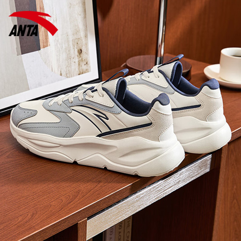 安踏官网新款不羁皮面男款老爹鞋