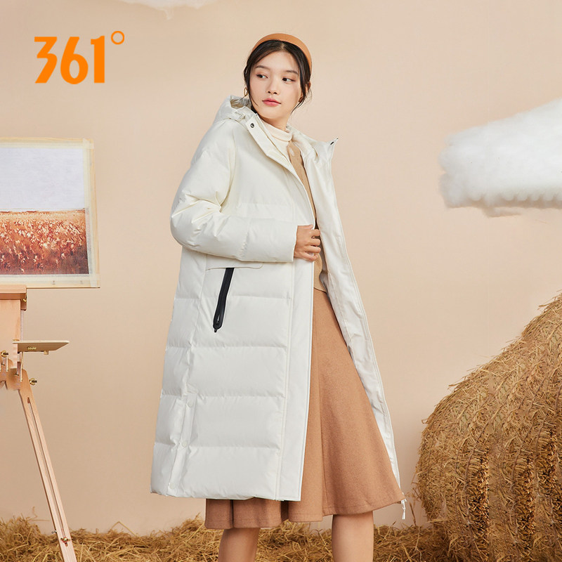 361羽绒服女长款2023夏季新款加厚保暖361度官方旗舰女装连帽外套