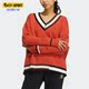 HS9520 三叶草女子复古运动V领毛衣套头衫 Adidas 阿迪达斯正品