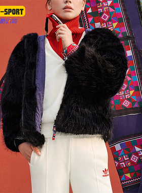Adidas/阿迪达斯正品三叶草女士人造毛皮运动时尚外套IX4226