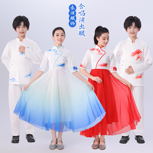 儿童合唱演出服中小学生诗歌朗诵表演服灯火中国舞蹈服礼服开场舞
