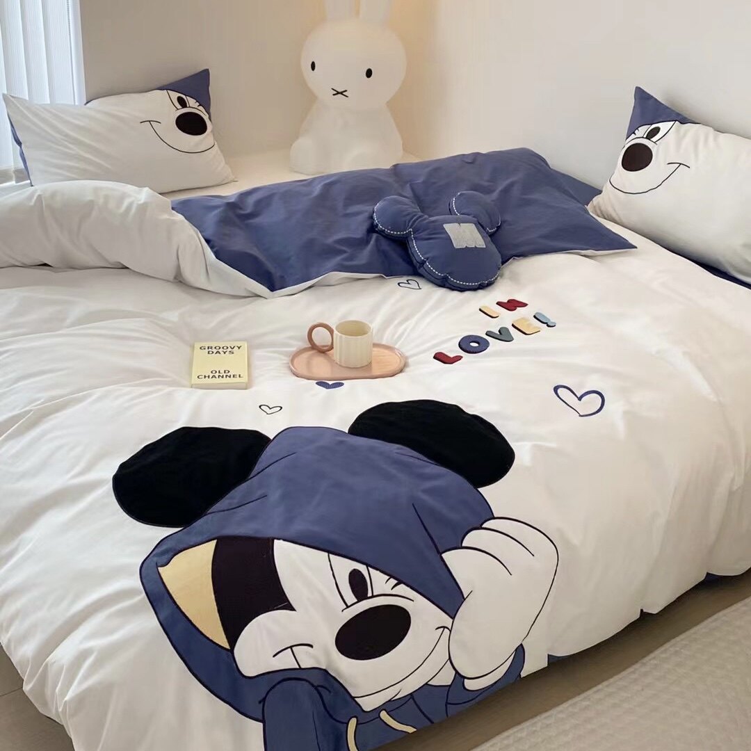 卡通刺绣唐老鸭色织全棉四件套