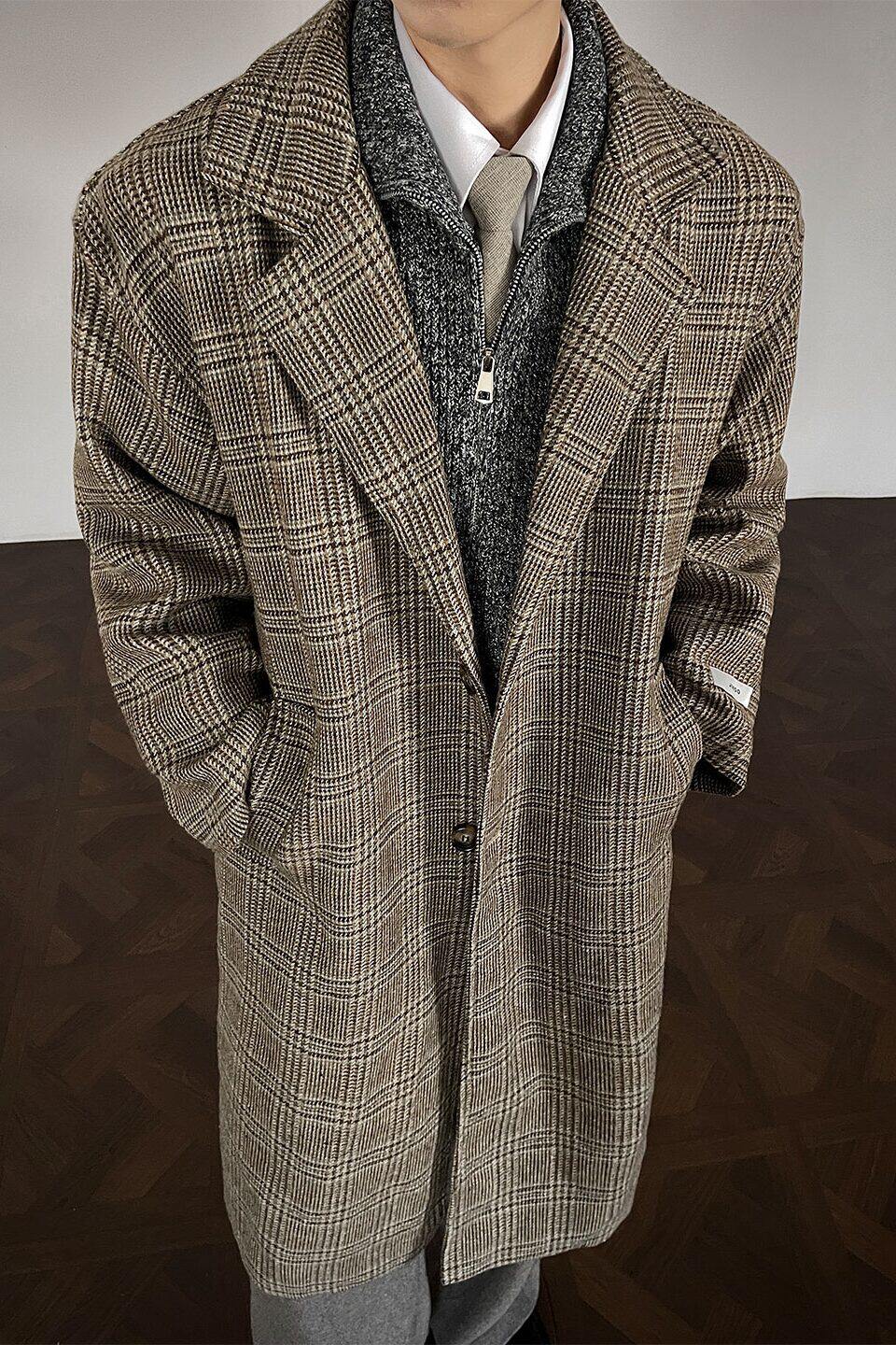 502-2-N017-P148高级感毛呢大衣冬季潮牌中长款呢子外套,男装毛呢大衣,星座502-2（原1014A）