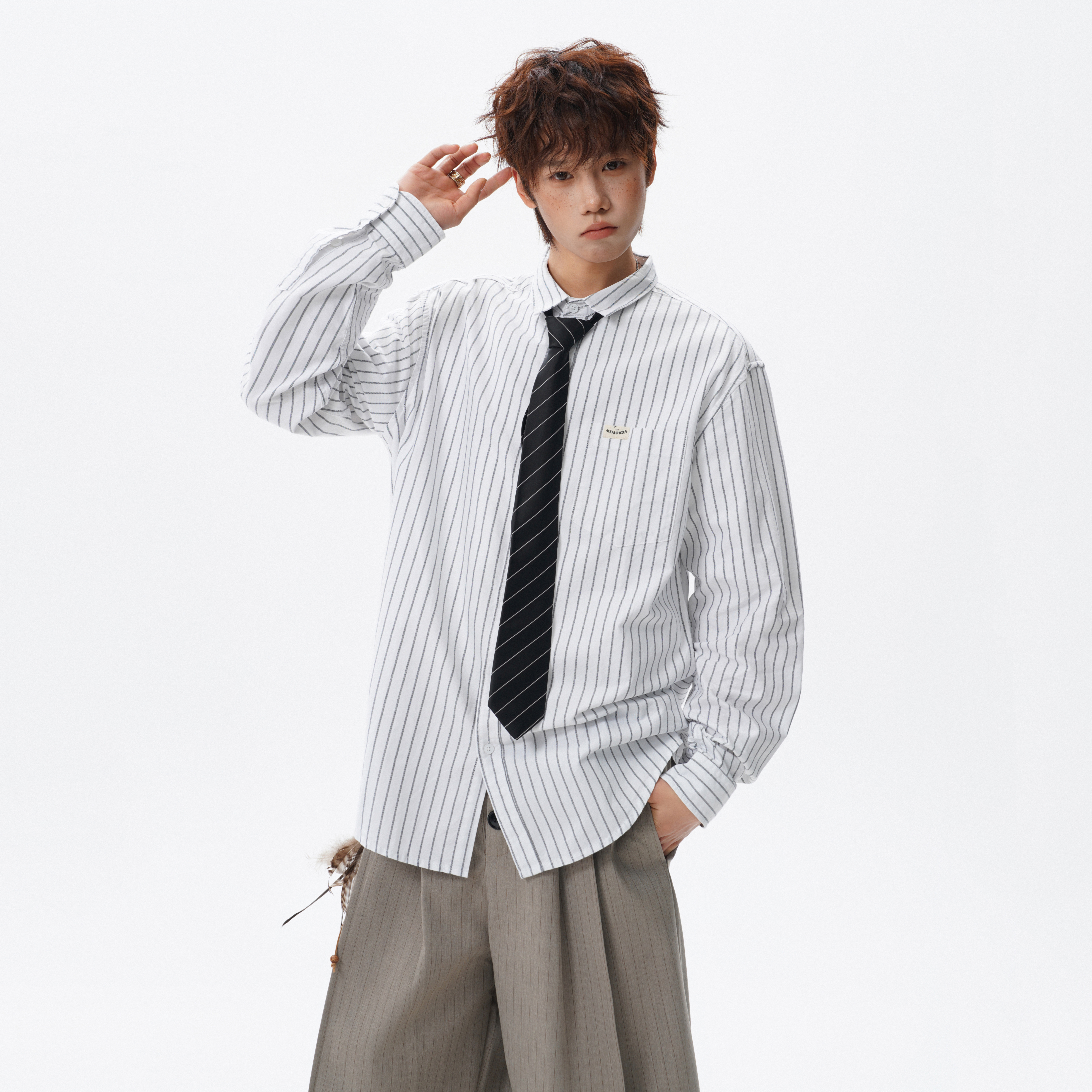 现货502-2-CY027-P68数据款条纹长袖衬衫翻领衬衣上衣，男装衬衫，星座502-2（原1014A）