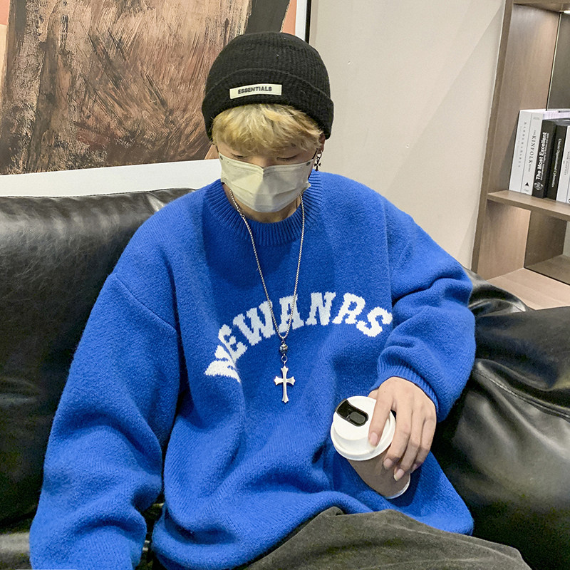 1014A-KS005冬季圆领毛衣男潮牌加厚针织衫潮流百搭线衣P70限价89图片