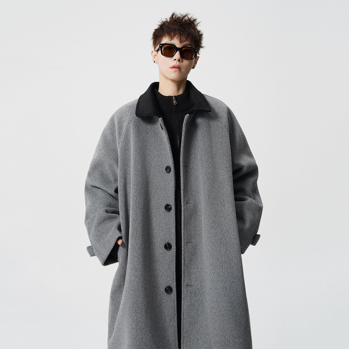 502-2-N019-P128中长款毛呢大衣男2025新款秋冬外套宽松呢子风衣，男装风衣，星座502-2（原1014A）