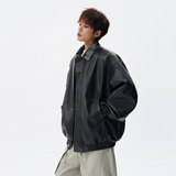 现货502-2-JK032-P128春款皮衣男假两件格纹拼接夹克控168，男装夹克，星座502-2（原1014A）