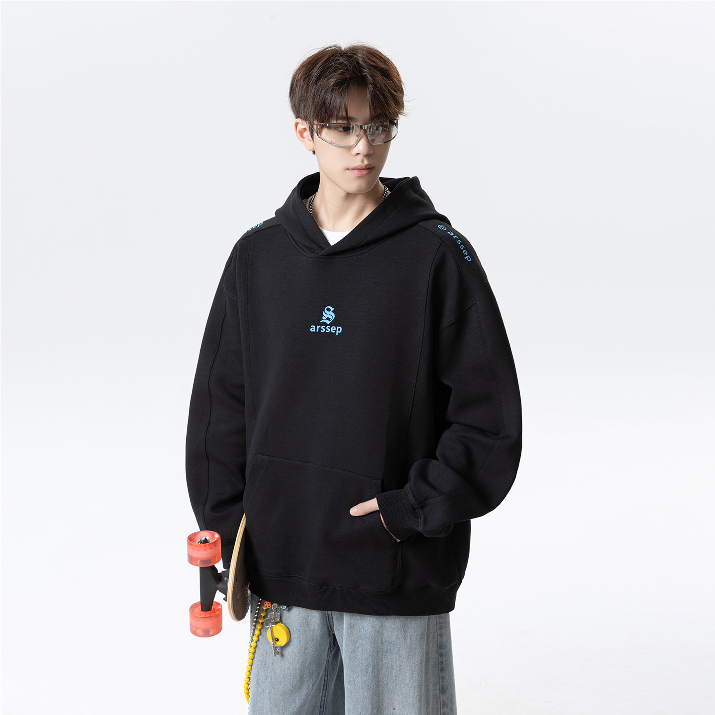 502-2-WY98-P68秋冬重磅印花连帽卫衣男宽松情侣上衣外套控98,女装短外套,星座502-2（原1014A）