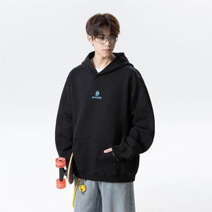 502-2-WY98-P68秋冬重磅印花连帽卫衣男宽松情侣上衣外套控98图片