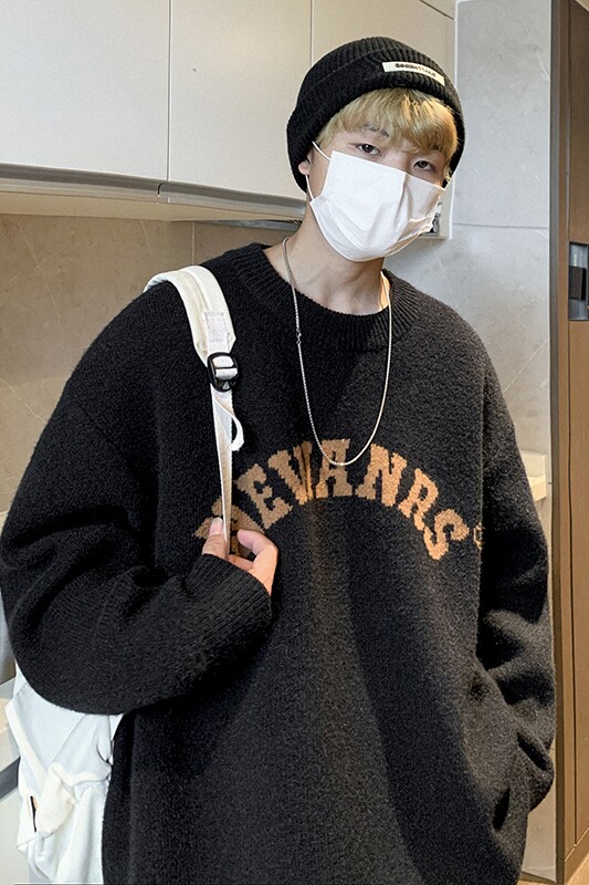 1014A~KS005~2022冬季新款圆领毛衣男潮牌加厚针织衫P70限价89,男装针织衫/毛衣,星座502-2（原1014A）