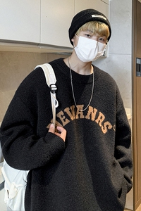 1014A~KS005~2022冬季新款圆领毛衣男潮牌加厚针织衫P70限价89图片