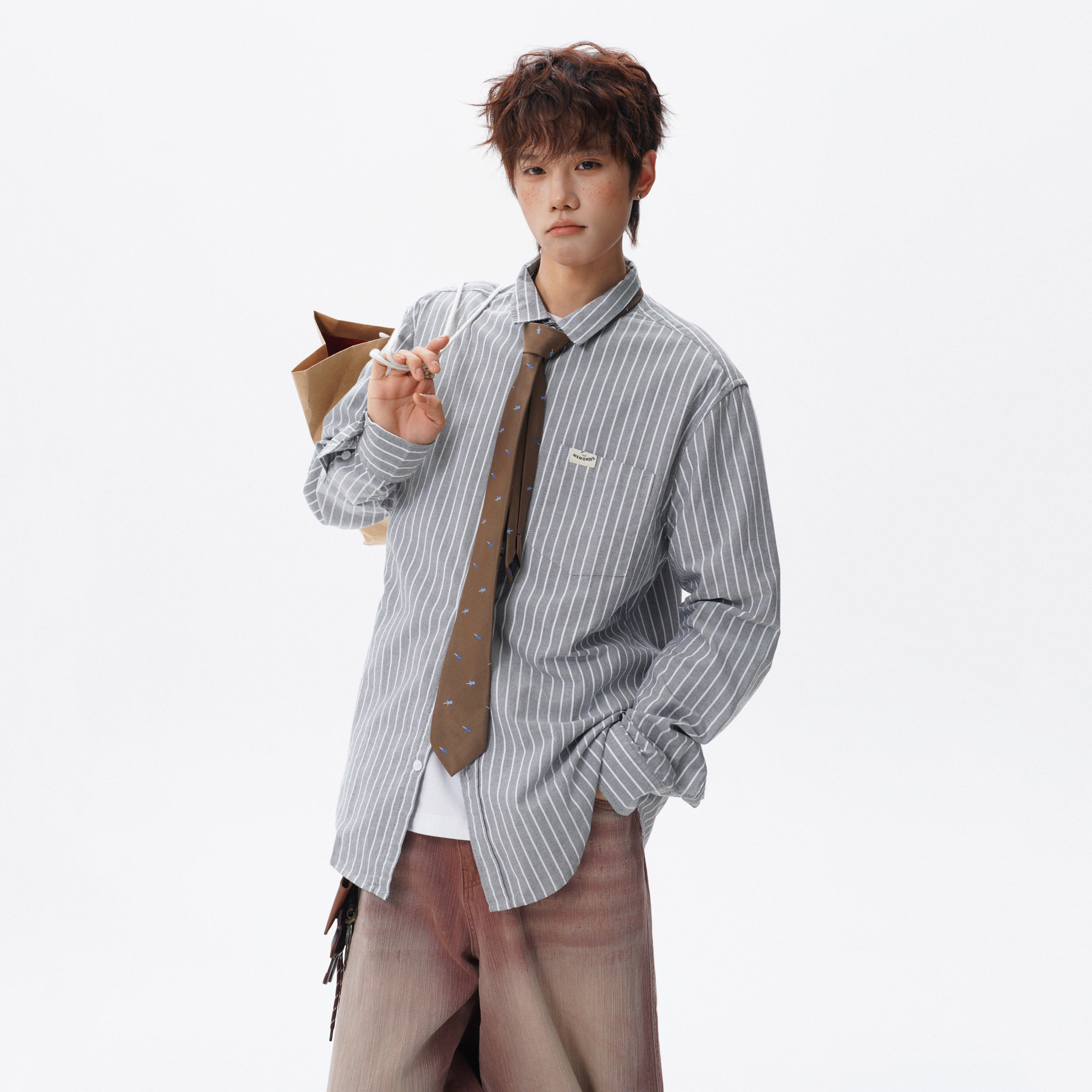 现货502-2-CY027-P68数据款条纹衬衫男长袖翻领宽松版型衬衣，男装衬衫，星座502-2（原1014A）