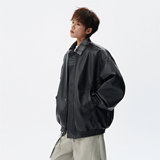 现货502-2-JK032-P128春款翻领PU皮衣男宽松机车风夹克控168，男装夹克，星座502-2（原1014A）