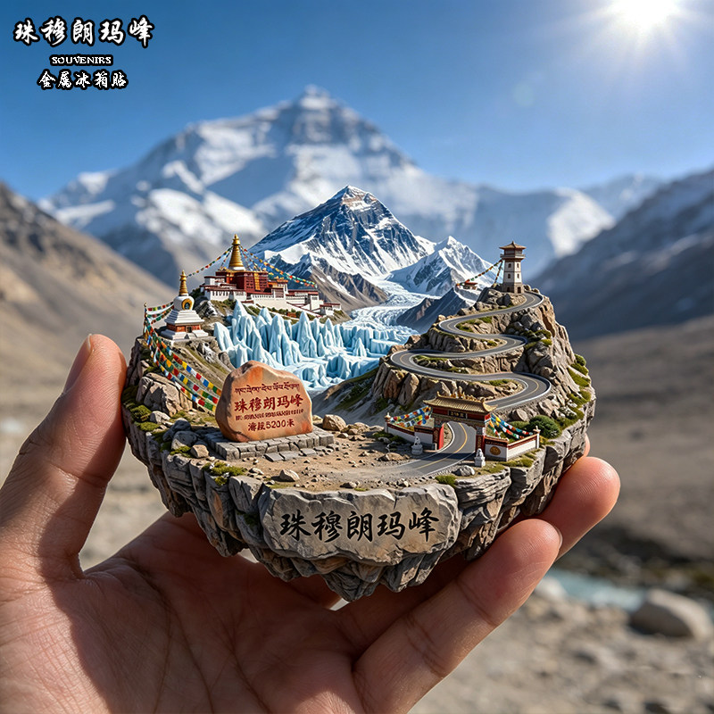 西藏拉萨珠穆朗玛峰金属冰箱贴磁吸城市布达拉宫旅游纪念品装饰品